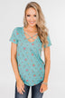 Meet Me in the Garden Floral Criss Cross Top- Light Blue