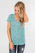 Meet Me in the Garden Floral Criss Cross Top- Light Blue