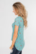 Meet Me in the Garden Floral Criss Cross Top- Light Blue