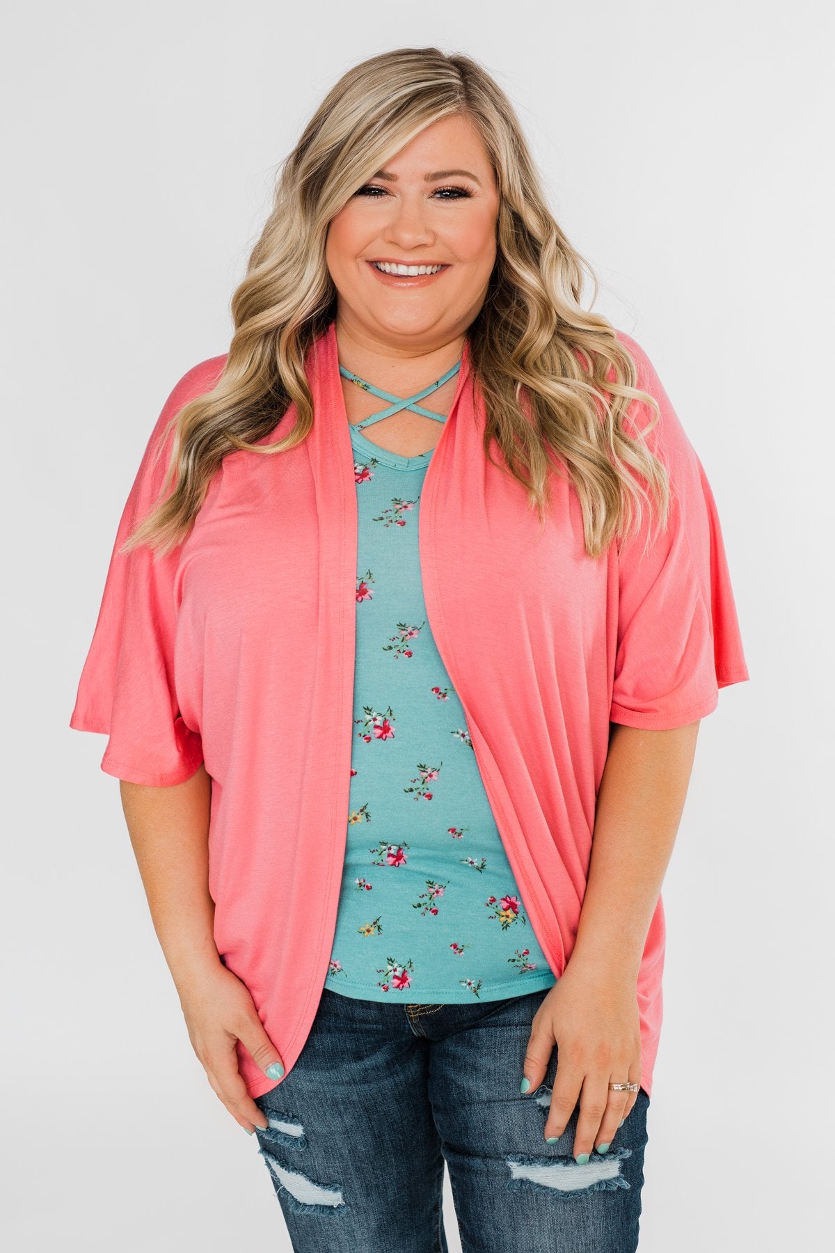 Meet Me in the Garden Floral Criss Cross Top- Light Blue