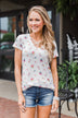 Meet Me in the Garden Floral Criss Cross Top- White