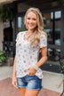 Meet Me in the Garden Floral Criss Cross Top- White