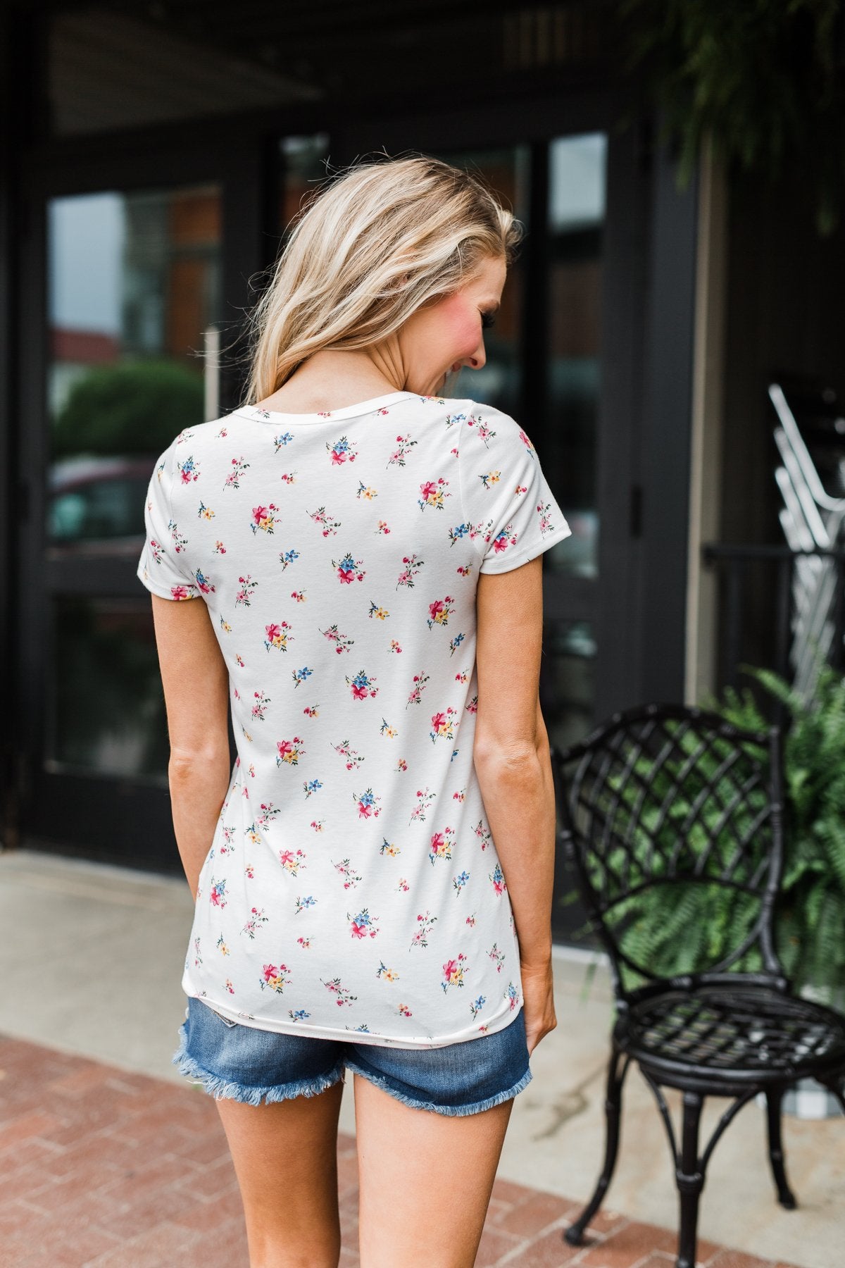 Meet Me in the Garden Floral Criss Cross Top- White