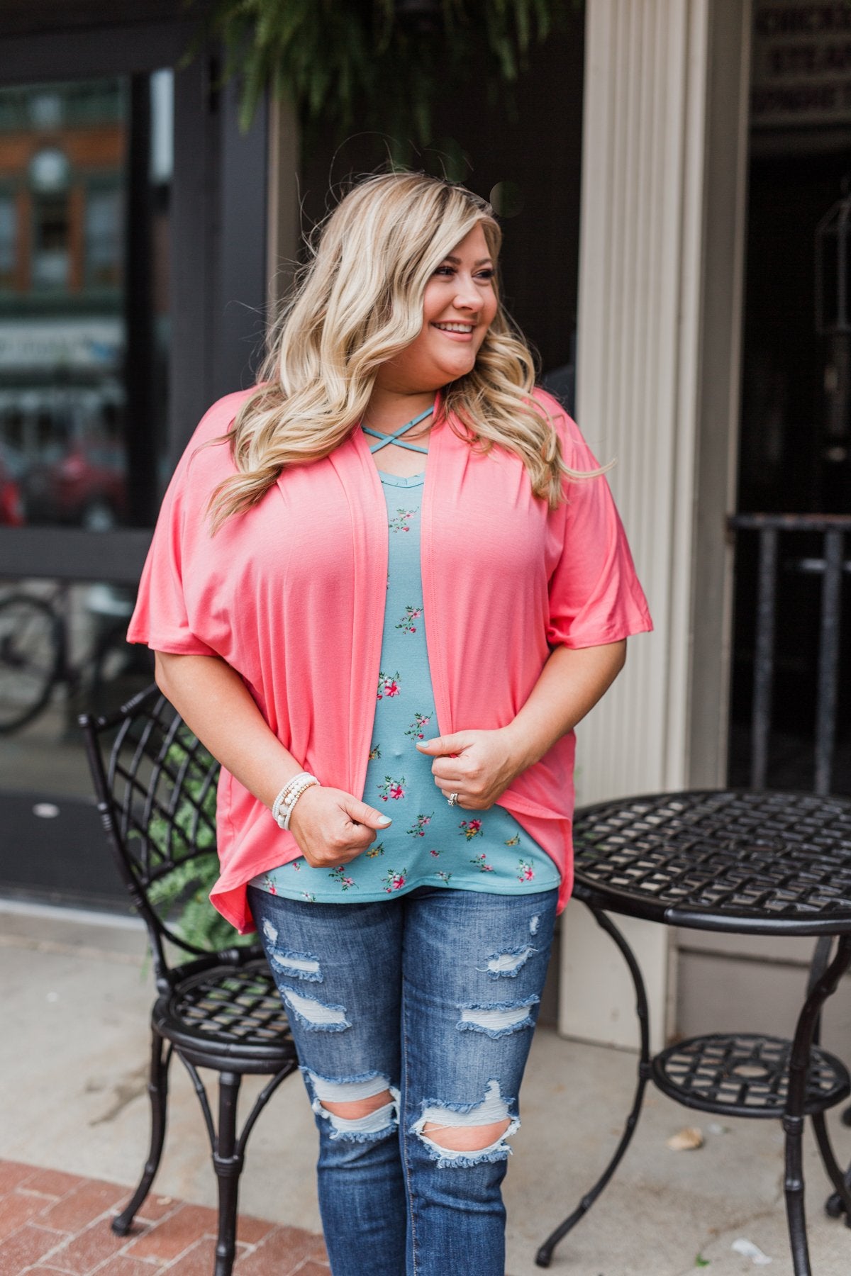 Need For You Short Sleeve Kimono- Coral Pink