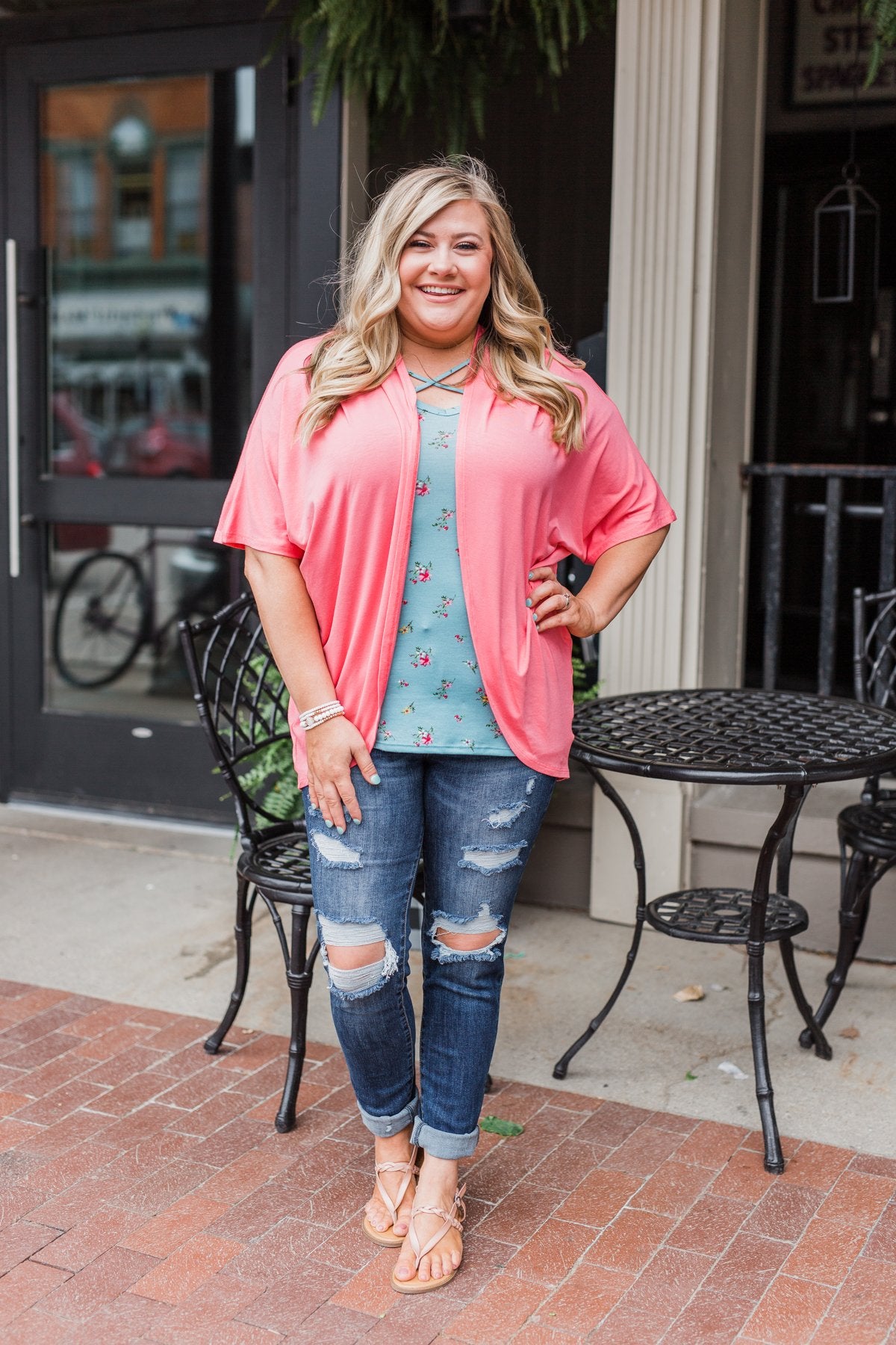 Coral short on sale sleeve cardigan