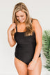 Seaside Smiles Ruched One-Piece Swimsuit- Black