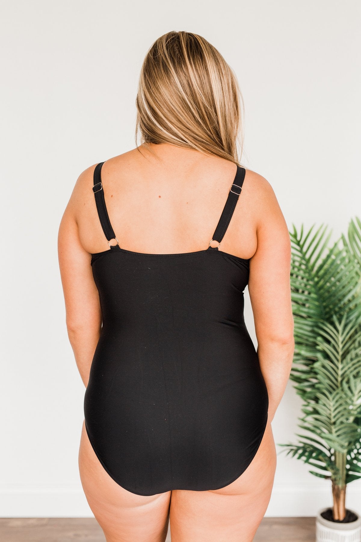 Seaside Smiles Ruched One-Piece Swimsuit- Black