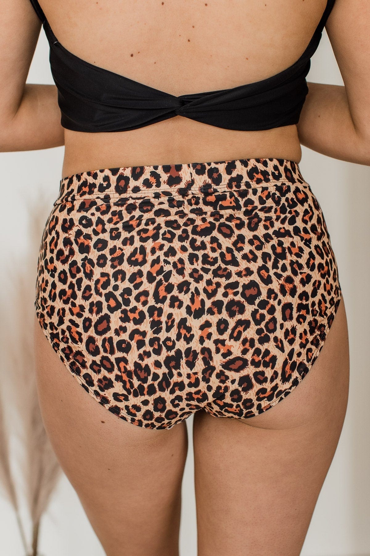 Sandy Shores High-Rise Swim Bottoms- Natural Leopard