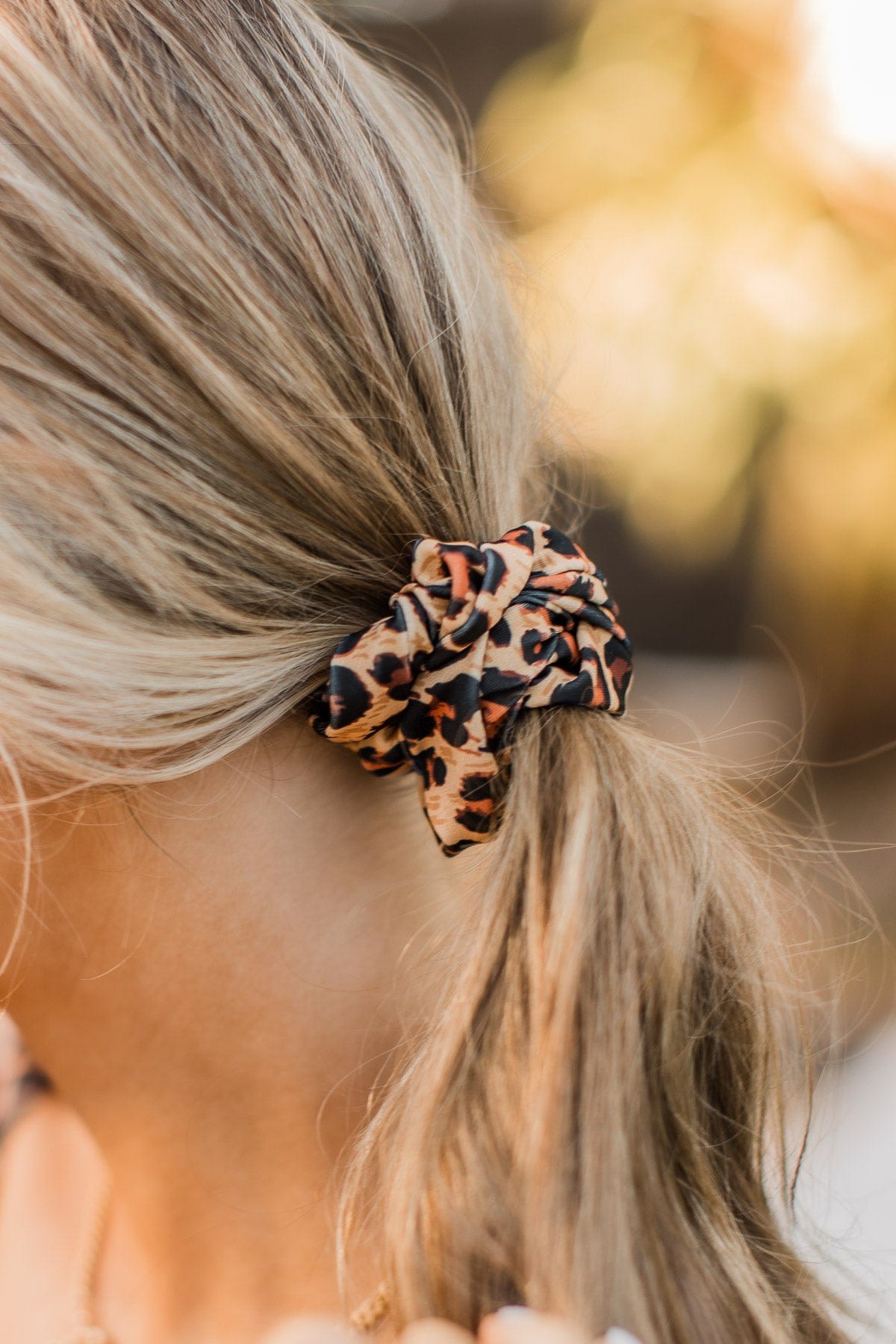 Know What You Want Scrunchie- Natural Leopard