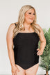 Seaside Smiles Ruched One-Piece Swimsuit- Black