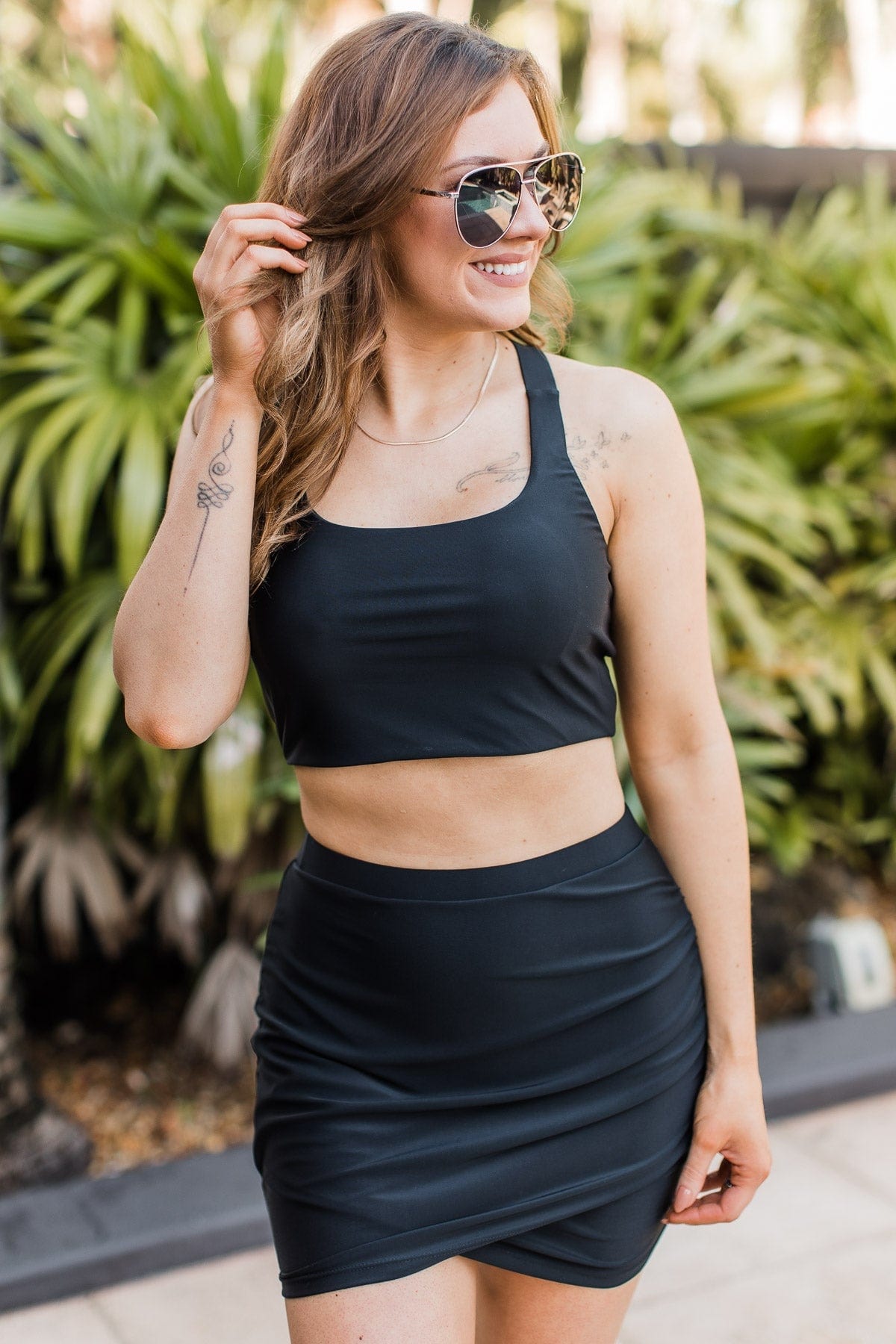 Sunset In Paradise Swim Skirt Black The Pulse Boutique