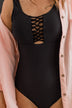 Cool & Carefree Ribbed One-Piece Swimsuit- Black