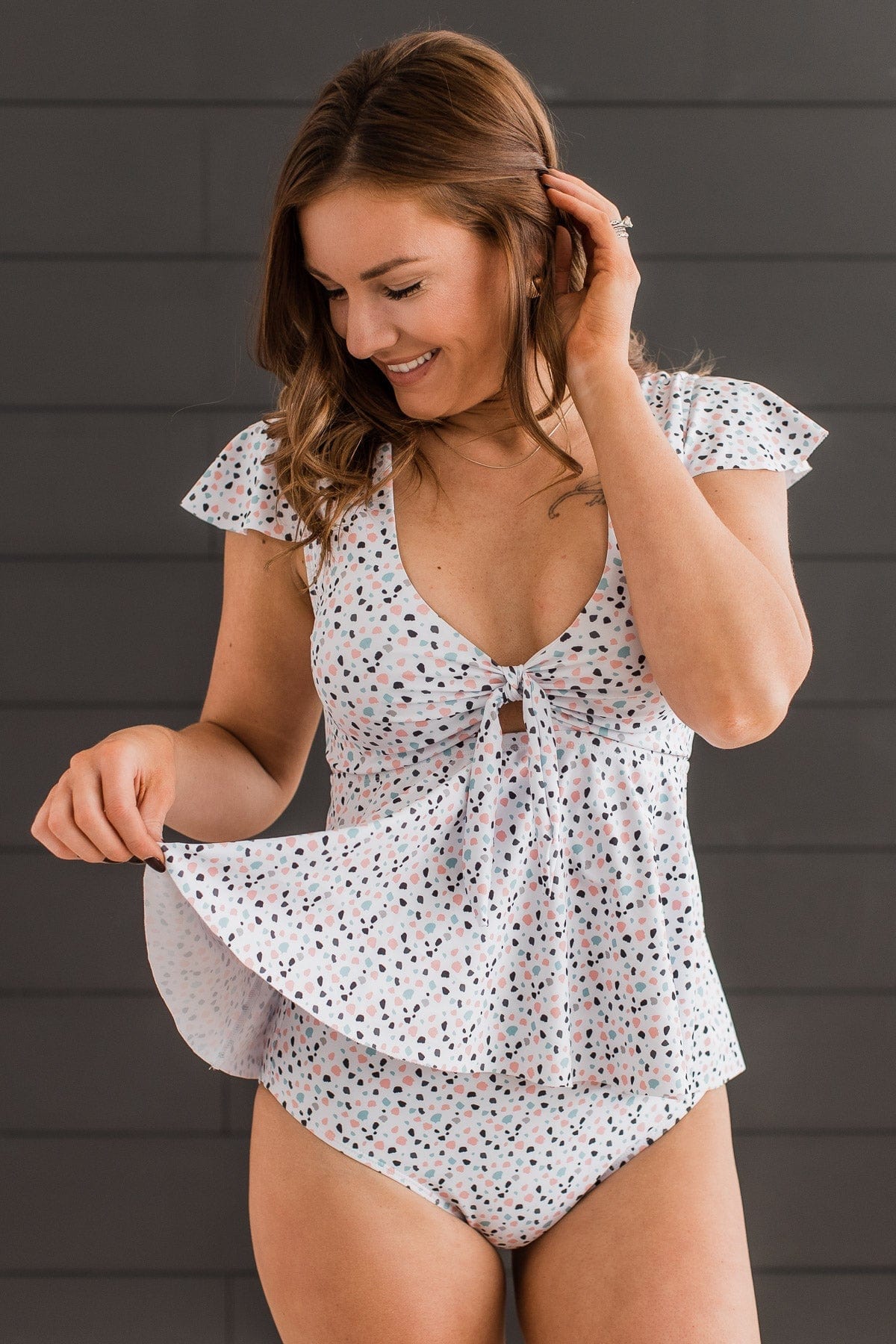 Polka dot tankini sales top
