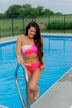 Tie Dye Side Bow Swim Bottoms- Pink, Red, Yellow