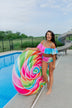 Ruffle Off The Shoulder Tie Dye Swimsuit Top- Multi-Color