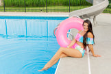 Ruffle Off The Shoulder Tie Dye Swimsuit Top- Multi-Color