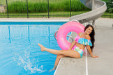 Ruffle Off The Shoulder Tie Dye Swimsuit Top- Multi-Color