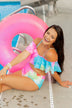 Ruffle Off The Shoulder Tie Dye Swimsuit Top- Multi-Color