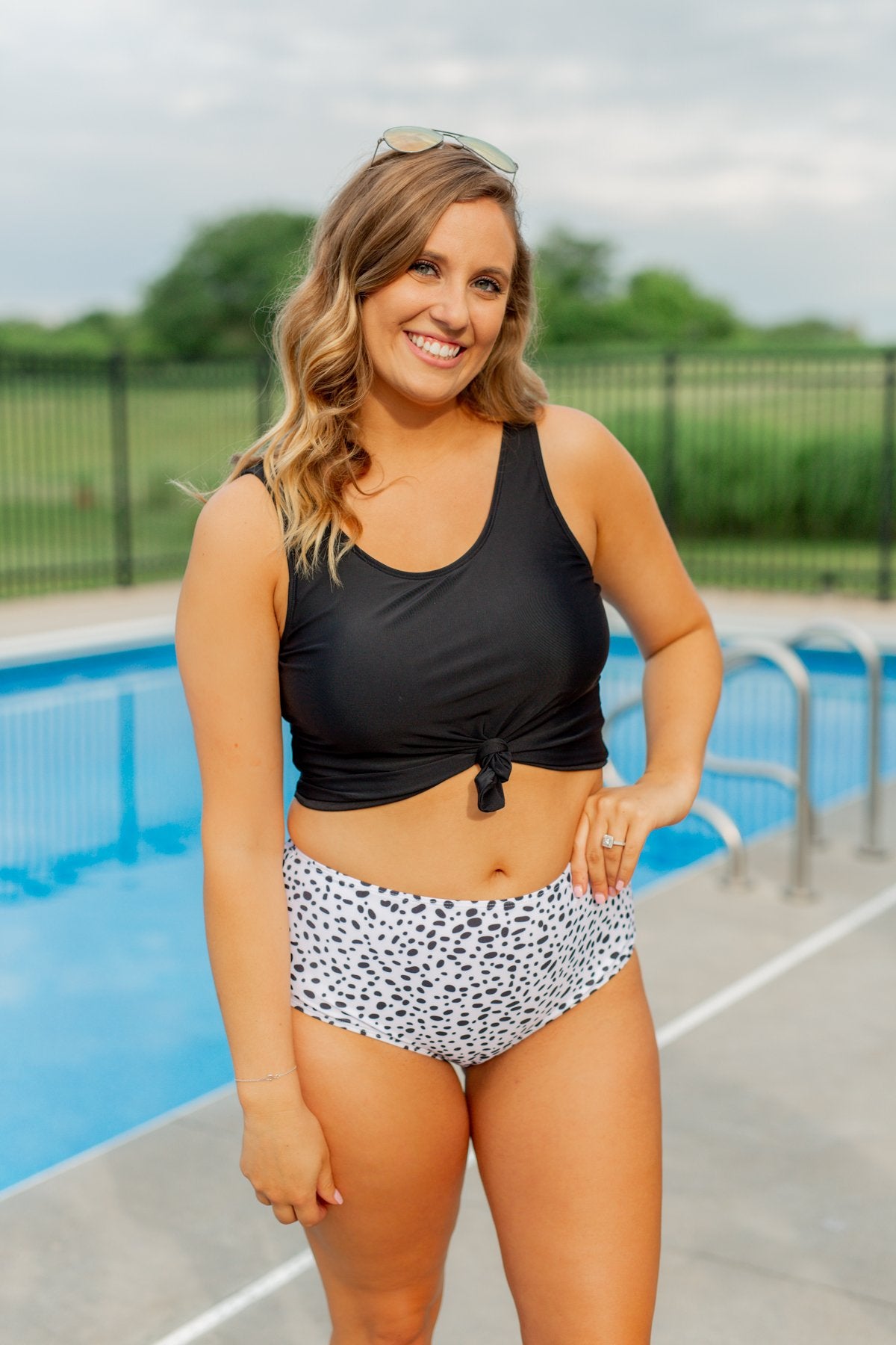 High Waisted Swimsuit Bottoms- Dalmatian Print – The Pulse Boutique