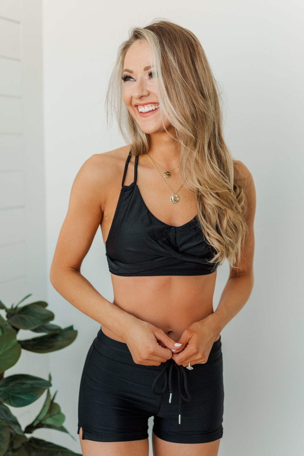 AZALEA Criss-Cross Bikini Top - Black