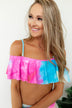 Ruffle Off The Shoulder Tie Dye Swimsuit Top- Multi-Color