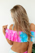 Ruffle Off The Shoulder Tie Dye Swimsuit Top- Multi-Color