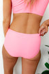 High Waist Swimsuit Bottoms- Neon Pink