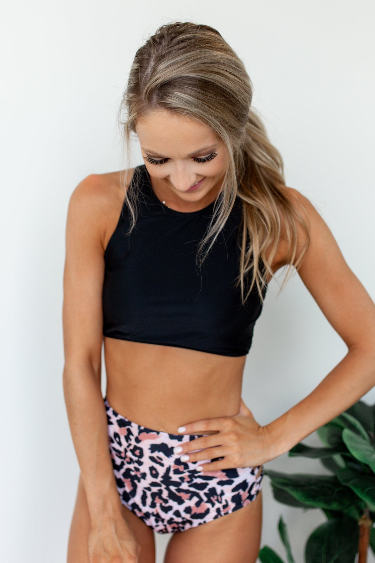 Racerback Swimsuit Top- Solid Black