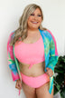 Front Knot Swimsuit Tankini- Neon Pink