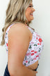 Floral Front Knot Swimsuit Tankini- Light Pink