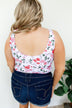 Floral Front Knot Swimsuit Tankini- Light Pink