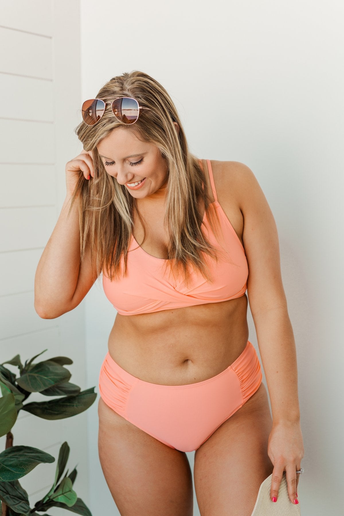 Vacation Vibes Mid-Rise Swim Bottoms- Coral