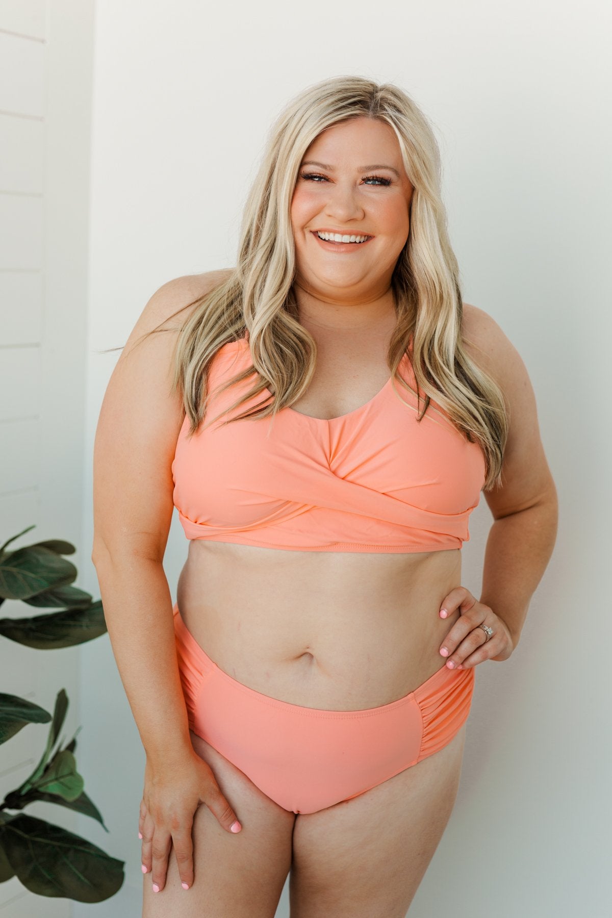 Vacation Vibes Mid-Rise Swim Bottoms- Coral
