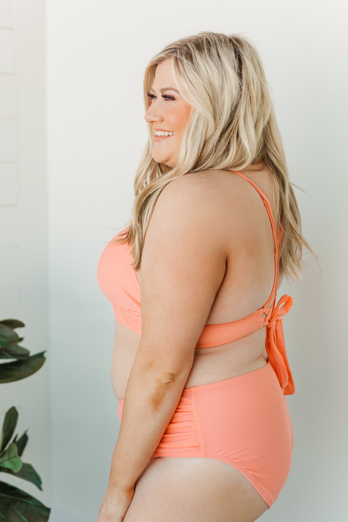 Vacation Vibes Mid-Rise Swim Bottoms- Coral