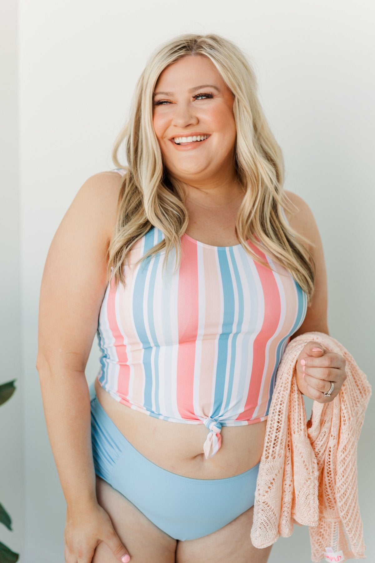Soul Full Of Sunshine Knot Tankini Top- Striped Multi-Color