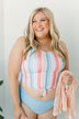 Soul Full Of Sunshine Knot Tankini Top- Striped Multi-Color