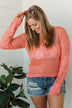 Effortless Smiles Open Knit Sweater- Coral