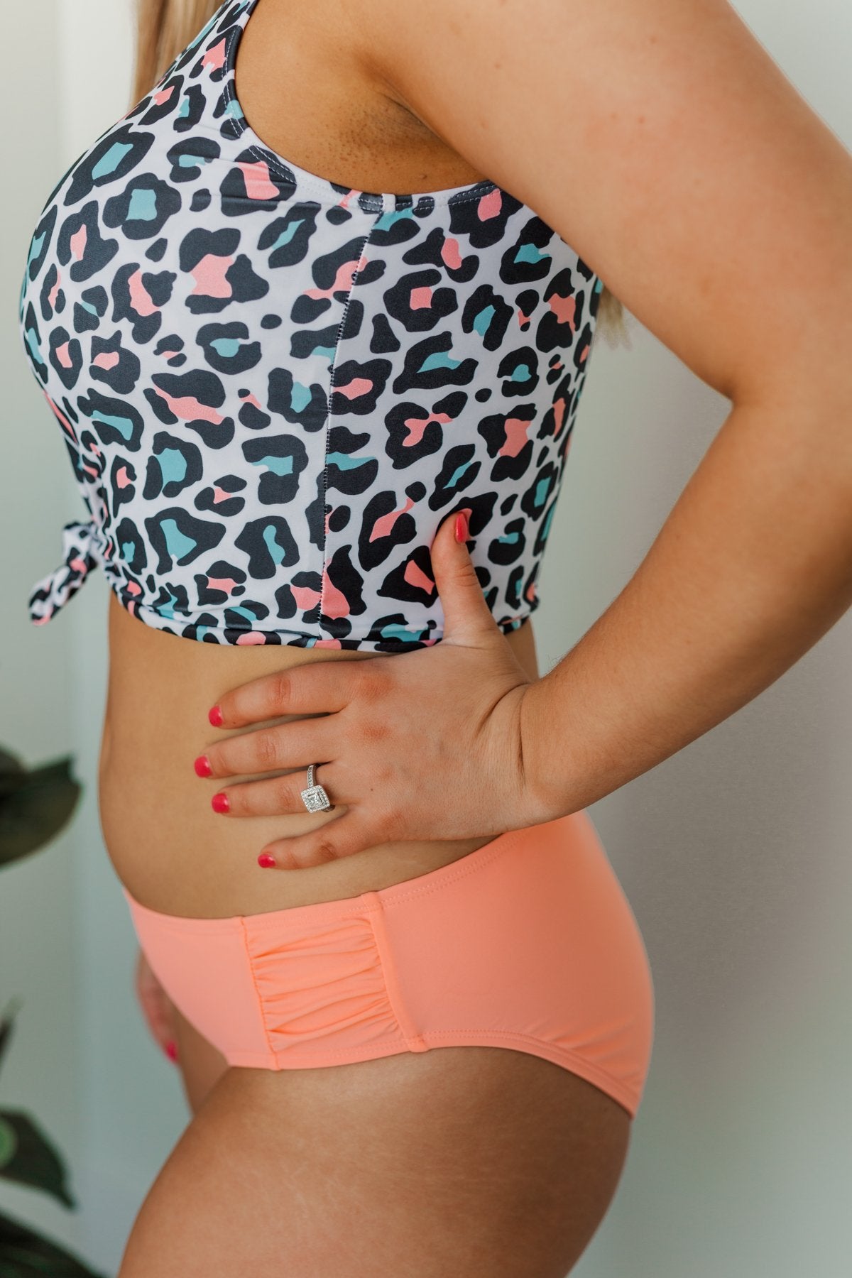 Splash In The Sun Low Rise Swim Bottoms Coral The Pulse Boutique