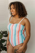 Beach Escape One Piece Swimsuit- Striped Multi-Color