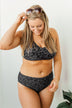 Sweet Sunshine Criss-Cross Bikini Top- Charcoal Leopard Print