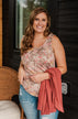 Love To Give Floral Tank Top- Taupe & Pink