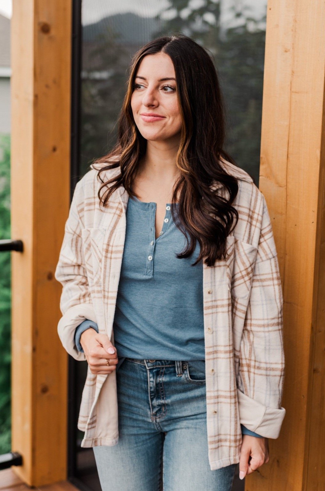 Happiest Of All Plaid Jacket- Cream & Taupe