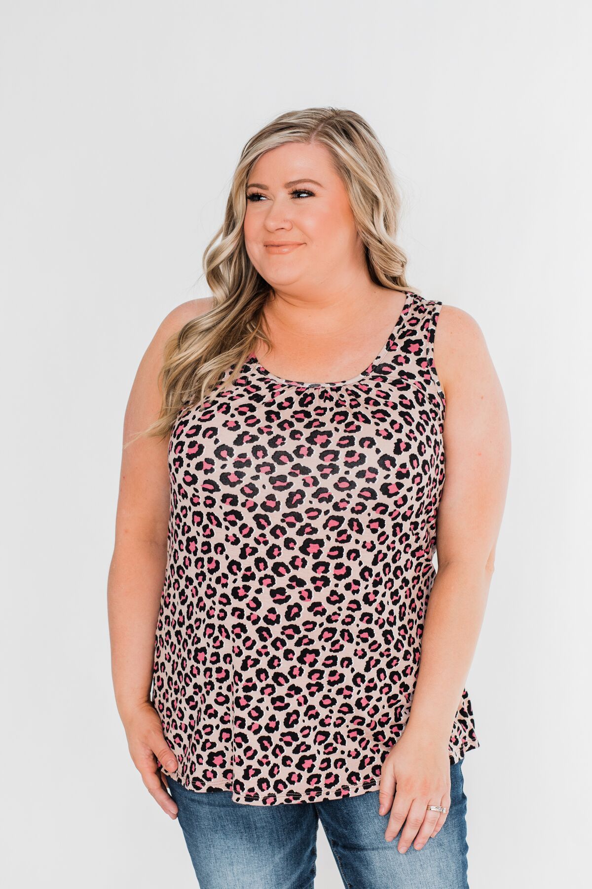 Wild And Free Leopard Tank Top- Mocha & Pink