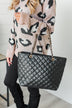 Everyday Quilted Tote Purse- Black