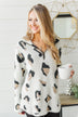 Wild One Animal Print Quarter Zip Pullover- Ivory, Black, Taupe