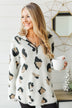 Wild One Animal Print Quarter Zip Pullover- Ivory, Black, Taupe