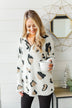 Wild One Animal Print Quarter Zip Pullover- Ivory, Black, Taupe
