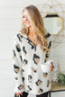 Wild One Animal Print Quarter Zip Pullover- Ivory, Black, Taupe