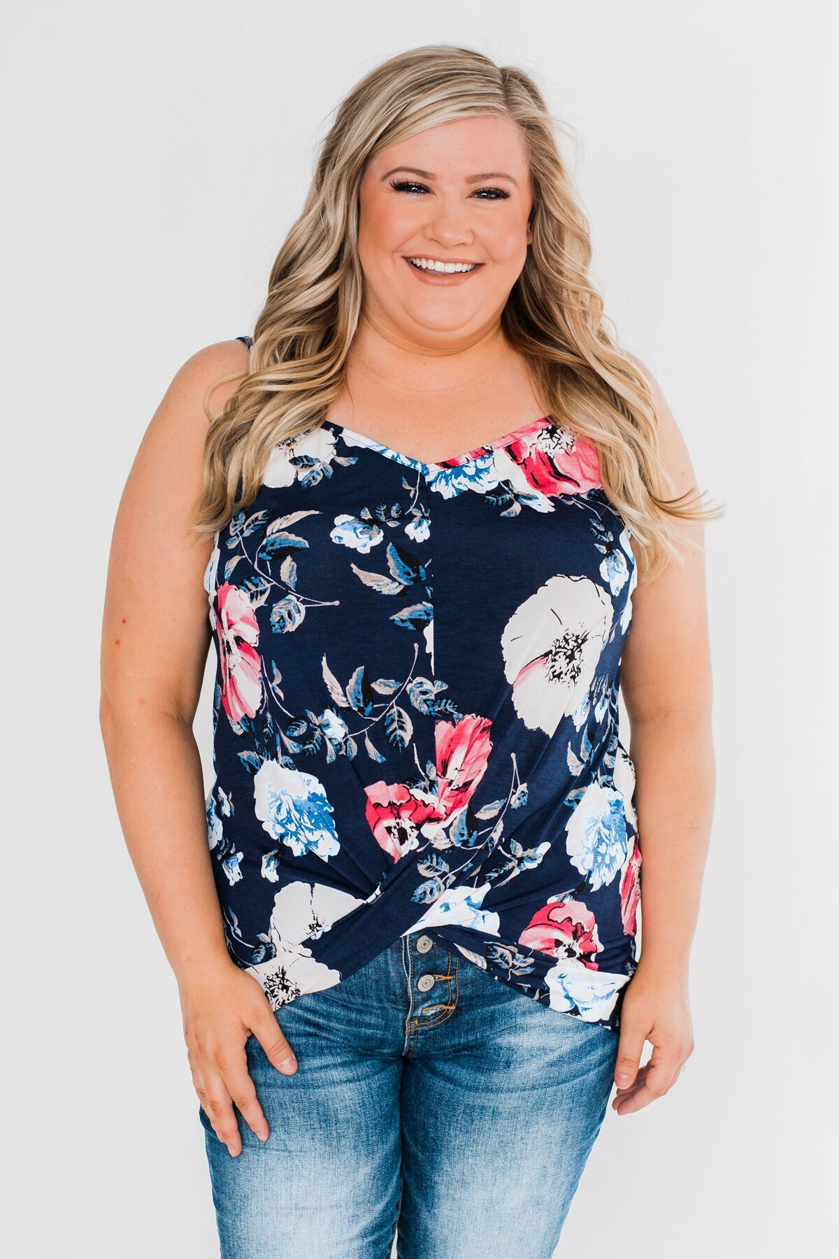 Floral Watercolor Delight -  Pink, Ivory, & Navy