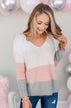 My Reason Why Knit Sweater- Ivory, Pink, & Grey
